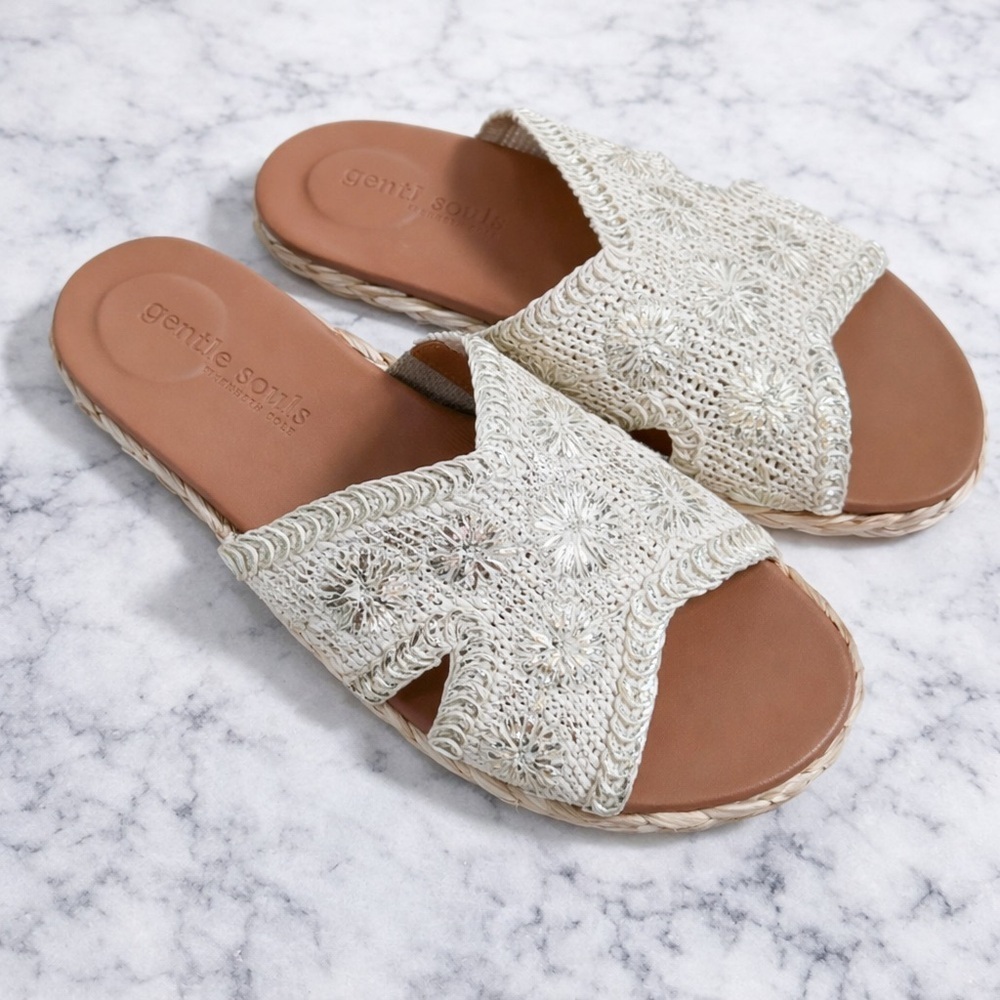 Gentle Souls Tristan Woven Raffia Sandal Coastal Grandmother Cottagecore Sz 11